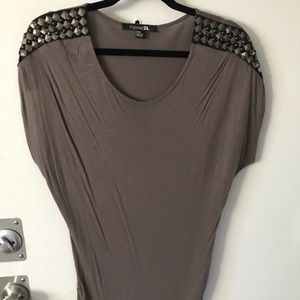 Forever 21 grey shirt with metal shoulder accents